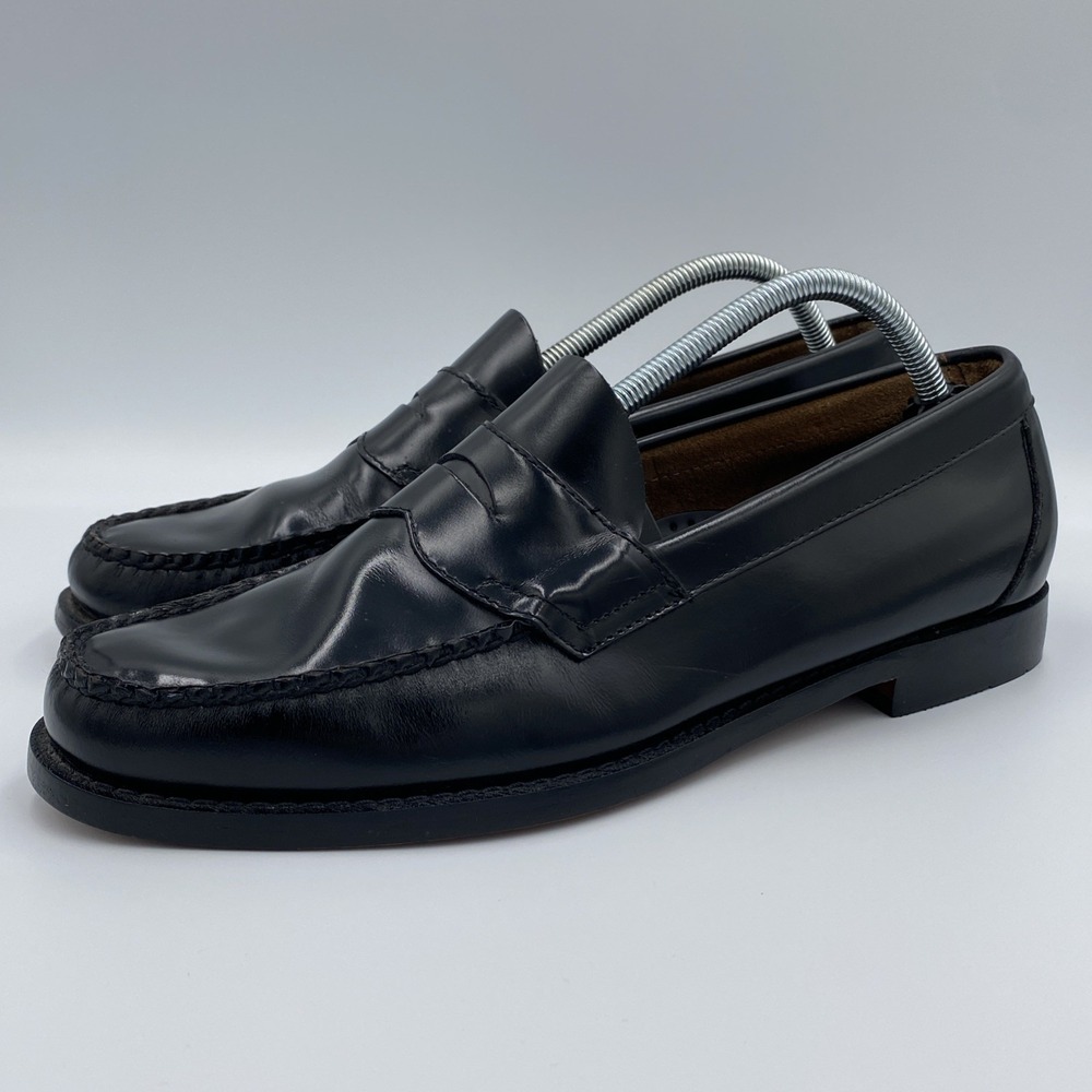 G.H. Bass Weejuns Men's 10 D Black Leather Penny Loafers Handsewn Dress Shoes